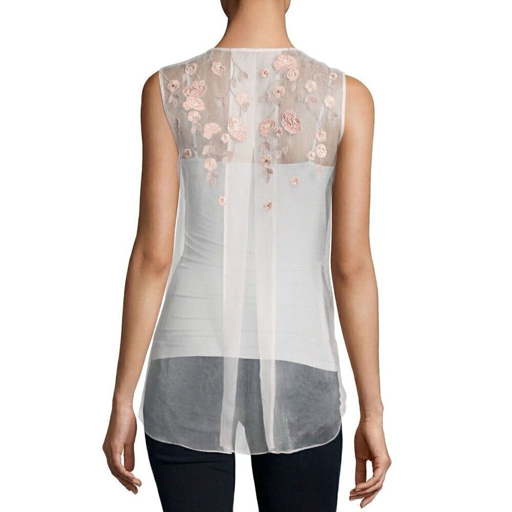 ELIE TAHARI Camila Sleeveless Embroidered Blouse Size XS MSRP $265 Preowned - Picture 2 of 6